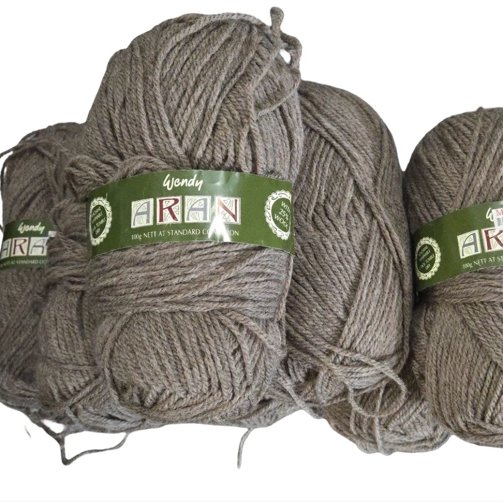 Wendy Aran Yarn in Brown 8 Skeins